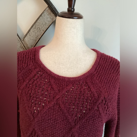 AMERICAN EAGLE Wine Cotton Wool Blend Knit Tunic Roomy Sweater - Picture 8 of 11